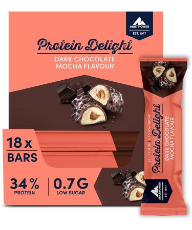 Multipower Protein Delight Protein Bar 18 x 35 g Protein Bar Box (630 g) Delicious Energy Bar Dark Chocolate Mocha