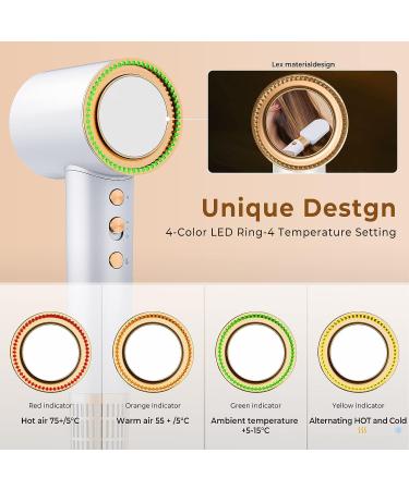 Hair Dryer Hairdryers for Women with 110 000 RPM Brushless Motor for Fast Drying 200 Million Negative Ion Rotating Magnetic Nozzle Low Noise Travel Hairdryer Lightweight Hairdryer White - Buy Online on GoSupps.com