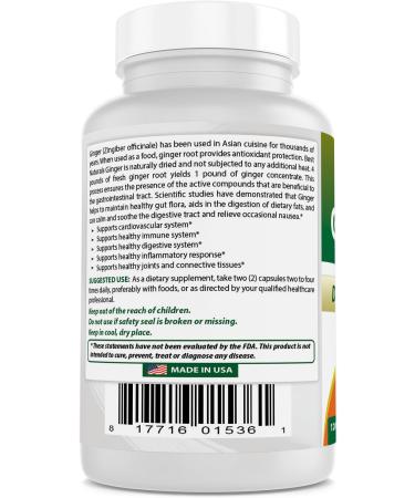 Best Naturals Ginger Root Capsules 550mg - 120 Count - Nausea & Motion Sickness Relief Supplement - Buy Online on GoSupps.com