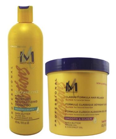 Motions Active Moisture Neutralizing Shampoo - 16oz + Professional Super Hair Relaxer 425g /15oz
