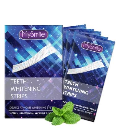 MySmile Teeth Whitening Strips 28 Peroxide Free Strips Enamel Safe 14 Sessions Non-Sensitive Whitening Strips Dentist Formulated Whitening Without harm Deep Stains Removal Fast Effective Results Purple