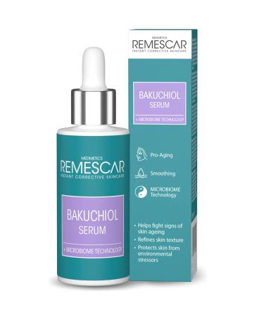 Remescar Bakuchiol Serum 30ml - Reduces Wrinkles and Fine Lines - Protects From Environmental Stressors - Anti Aging Facial Serum - Refines Skin Texture Reduce Wrinkles