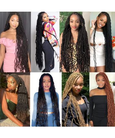 Soft Faux Locs Super Long Goddess Crochet Hair 36 Inch (Pack of 6) - Natural Braid Curly Wave Braiding Hair - 1B Color - Pre Looped - 6 Packs - Buy Online on GoSupps.com