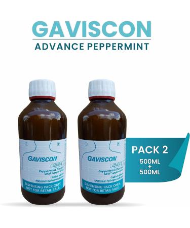 Gaviscon Advance Peppermint 500ml Pack of 2 with Free Measuring Cups - 30ml x 2 - Buy Online on GoSupps.com