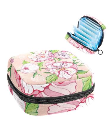 GIAPB Period Bag Sanitary Napkin Storage Bag Period Pouch Travel Makeup Bag Vintage Peony Flower Color3792
