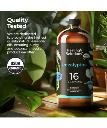Healing Solutions Organic Eucalyptus Essential Oil 16 Fl Oz Pure Eucalyptus Oil for Diffusers Sprays and Candle Making - Buy Online on GoSupps.com