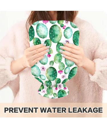 NAANLE 2L Hot Water Bottle with Cover - Cactus Flower Watercolor | Pain Relief & Heat Therapy for Menstrual Cramps | Large Transparent Warm-Up Bag - Buy Online on GoSupps.com