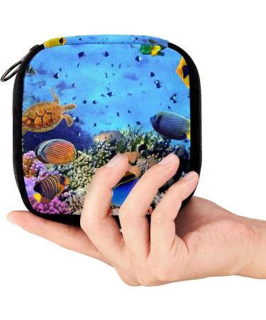 GIAPB Period Bag - Sanitary Napkin Storage & Makeup Pouch for Period - Underwater Fish Design - Buy Online on GoSupps.com