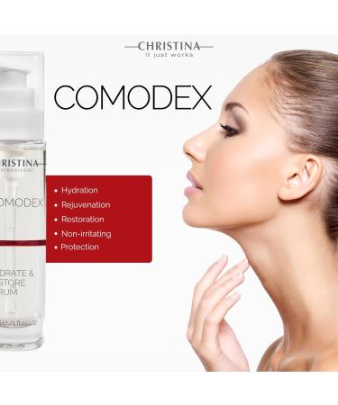 Christina Comodex Hydrate & Restore Serum with Hyaluronic Acid - 30ml - Facial Hydrating Serum to Regenerate & Rejuvenate - For Dehydrated Oily Open Pores Combination & Nomal Skin - Buy Online on GoSupps.com