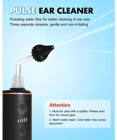 Electric Ear Cleaner Wax Removal Kit with 3-Hole Spray Nozzle - Safe & Effective Ear Irrigation Flushing System for Adults - IPX7 Water Resistant Pulse Ear Cleaning Tool - Buy Online on GoSupps.com