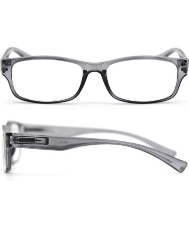 3 Pack High-Quality Reading Glasses +3.50 for Men & Women - Comfortable Rectangular Design - Perfect Reading Aid in Gray - Buy Online on GoSupps.com