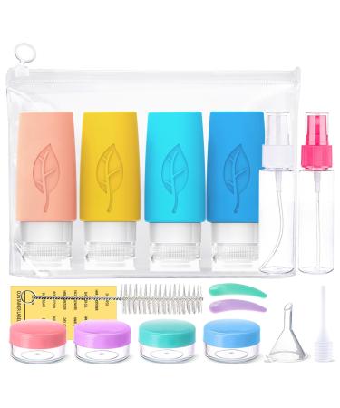 17-piece travel bottle set 90 ml x 4 run-off silicone travel bottle BPA-free suitable for lotions shampoos cosmetics camping short trips.Silicone color*17