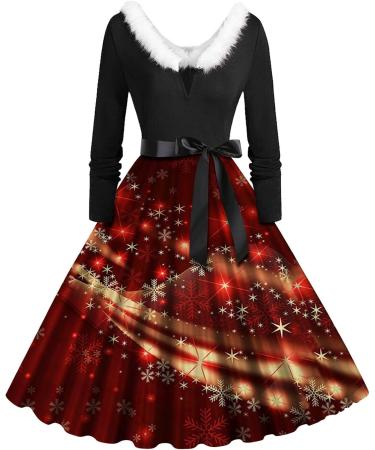 Sexy Christmas Sweater Dress - Long Arm Party Dress with Pocket & Moose Print - Buy Online on GoSupps.com