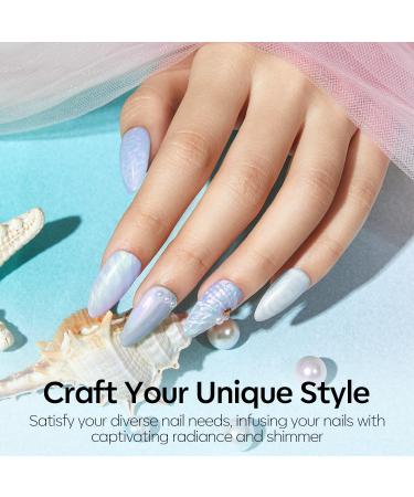 Modelones Pearl Gel Nail Polish 15ML Shimmer Mermaid Light Blue Gel Polish Pearlescent Shell Nail Gel Soak Off UV Gel Led Spring Gel Polish Swirl Shell Thread Effect DIY Manicure Gifts Pearl Blue - Buy Online on GoSupps.com
