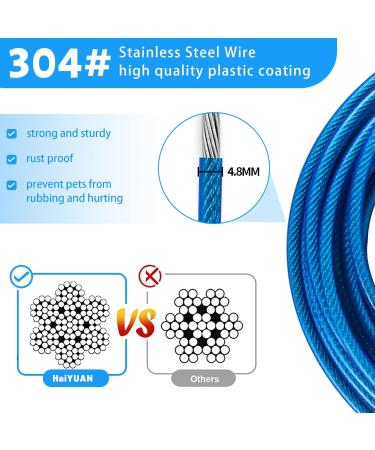 Haiyuan 10ft Dog Tie Out Cable - Durable Steel Wire Runner for Large Dogs Up to 165 lbs | Blue Dog Lead with Superior Clips for Yard & Outdoor Use - Buy Online on GoSupps.com