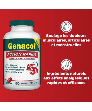 Genacol Fast Action Joint & Muscle Pain Relief | For Fast Back Pain & Muscle Pain Relief | Antioxidant Formula with Curcumin Boswellia & Black Sesame Oil | All-Natural Non-Addictive | 180 Softgels 180 Count (Pack of 1) - Buy Online on GoSupps.com