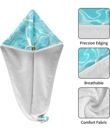 Teal Waves Hair Towel 2 Pack | Super Absorbent Quick Dry Hair Turbans for Women & Girls - Buy Online on GoSupps.com