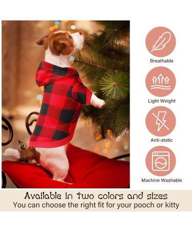 Frienda Plaid Dog Hoodie with Hat - Warm Winter Pet Clothes for Small Medium Puppy (Medium) - Buy Online on GoSupps.com