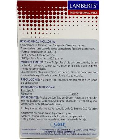 Buy Lamberts Ubiquinol 100mg - Coenzyme Q10 Softgels - 60 Count | Fast International Shipping - Buy Online on GoSupps.com