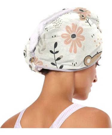 Seamless Bear & Flower Hair Towels 2 Pack | Super Absorbent Quick Dry Turbans for Women & Girls - Buy Online on GoSupps.com