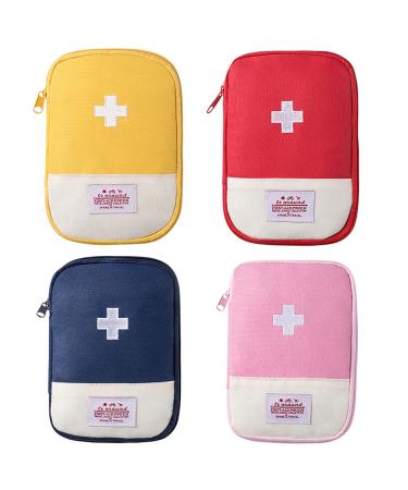 Mini first help bag empty 4 pieces of medication bag small portable medication bag small and slightly medical emergency pocket medicine storage bag for house car travel sport camping S 4 pieces
