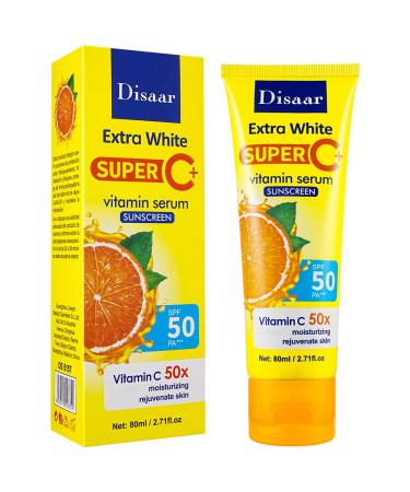 Vitamin C Serum Sunscreen SPF 50 PA+++ Moisturizing Rejuvenate Skin Protection UVA/UVB Hydrating 80ml / 2.71fl.oz