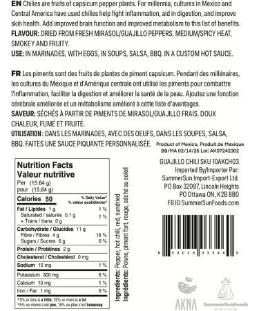 AKNA Dried Guajillo Chili Authentic Whole Mexican Chili Peppers 170g Vacuum Pack - Buy Online on GoSupps.com
