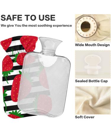 Naanle Striped Strawberry Hot Water Bottle 2L - Large Transparent Heat Bottle for Bed Hand & Feet Warmer Pain Relief & Cold Therapy - Buy Online on GoSupps.com