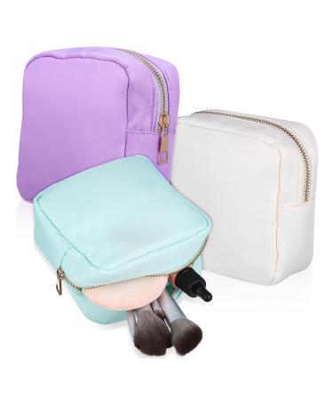 Orfofe 3 pieces of waterproof nylon cosmetic bag portable cosmetic bag make -up ormanizer travel organizer women make -up pocket storage bags with zipper pad holder