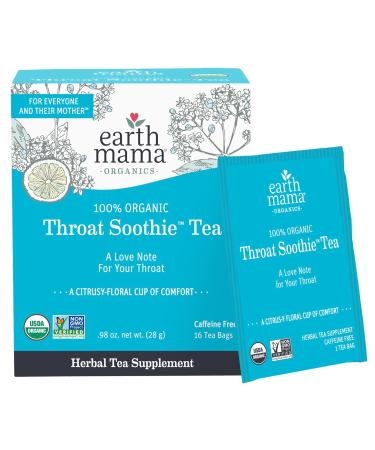 Earth Mama Organic Throat Soothie Tea with Elderflower | Immune Support Tea for Kids & Pregnancy | Licorice-Free | 16 Teabags - Buy Online on GoSupps.com