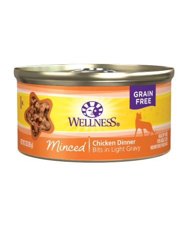 Wellness Complete Health Grain Free Wet Cat Food, Minced Bits in Gravy, Natural Cat Food, Adult, Healthy, No Wheat, Corn, Artificial Flavors, Colors, Carrageenan or Preservatives Chicken 3 Ounce (Pack of 24)