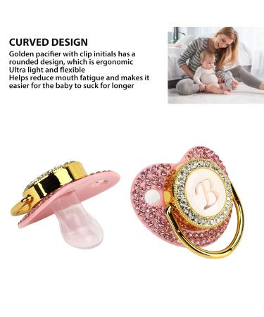 Gold Baby Pacifier Set - Rhinestone Covered Lightweight Pacifier for 6-18 Months - Perfect for Home Use (Letter B) - Buy Online on GoSupps.com