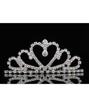 Lovelyshop Mini Heart Rhinestone Tiara for Wedding Bride Prom Birthday Pegeant Prinecess Party-1 Pack 1 Count (Pack of 1)