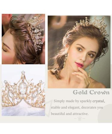 Unicra Gold Baroque Crown & Tiara - Rhinestone Wedding Queen Princess Bridal Hair Accessory for Women and Girls - Buy Online on GoSupps.com