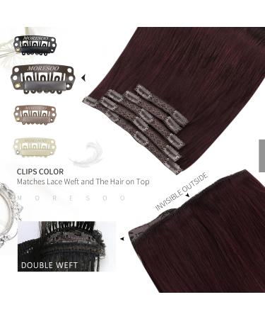 Moresoo Wine Red Clip in Human Hair Extensions - 12 Inch Remy Hair, 5 Pieces/70g #99J - Buy Online on GoSupps.com