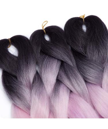 Tess Braids Extensions | 60 cm Jumbo Kanekalon Hair - Black Pink Purple & Blue 3 Pack for Box Braids - Buy Online on GoSupps.com