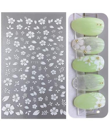 White Cherry Blossom Nail Art Stickers - 4 Sheets Self-Adhesive Decals for DIY Acrylic Nails - Buy Online on GoSupps.com