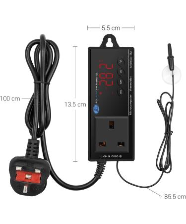 NICREW Digital LED Reptile Thermostat - Heating and Cooling Temperature Controller for Vivarium - 1100W 220V - Buy Online on GoSupps.com