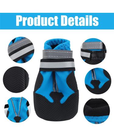 Waterproof Dog Shoes for Small & Medium Dogs - 4 Piece Set with Reflective Straps & Anti-Slip Sole - Winter Paw Protectors in Blue - Buy Online on GoSupps.com