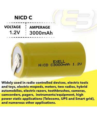 Buy 2x Exell C Size 1.2V 3000mAh NiCD Rechargeable Batteries - Perfect for Monitors Data Loggers Instruments Electric Tools Toys & Portable Radios | International Shipping Available - Buy Online on GoSupps.com