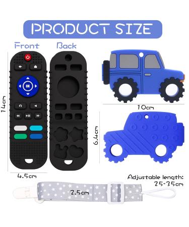 2 Pack Soft Silicone Baby Teething Toys - Remote & Car Shape Teether Set for Babies | Chewable & Sensory Baby Chew Toys - Buy Online on GoSupps.com
