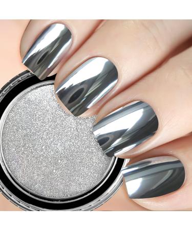 Sliver chrome nail powder glitter powder - silver metallic chrome nail powder mirror effect powder for nails for nail art manicure diy salon