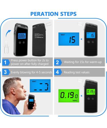 XCAI Professional Breathalyzer - USB Rechargeable Alcohol Tester with LCD Display - Buy Online on GoSupps.com