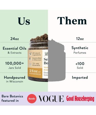 Bare Botanics Vanilla Hazelnut Coffee Body Scrub 24oz | All Natural Vegan Exfoliator | Cruelty-Free Skin Moisturizer with Wooden Spoon | Made in Madison WI - Buy Online on GoSupps.com