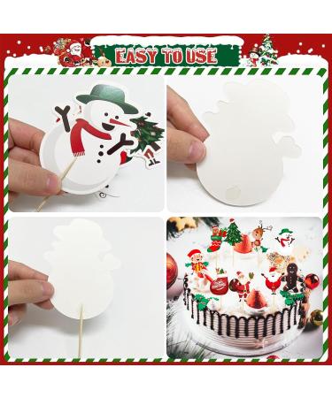 Opakawpop 48pcs Merry Christmas Cake Toppers 8 Patterns Christmas Cupcake Toppers Christmas Cake Decorations Cute Snowman Christmas Cake Topper for Birthday Party - Buy Online on GoSupps.com