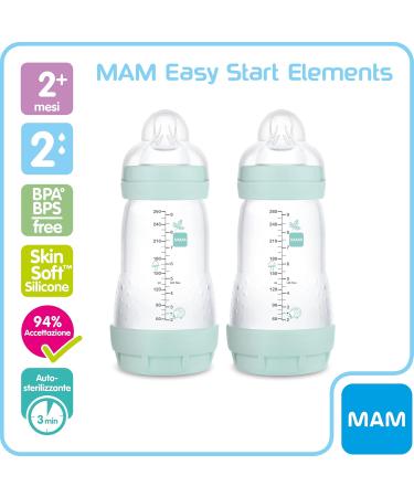 Mam Easy Start Bottle Set - 2 Ventilated 260ml Bottles for 2 Months Light Blue - International Shipping Available - Buy Online on GoSupps.com
