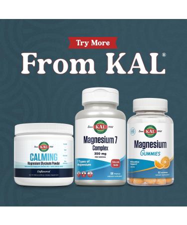 KAL Magnesium Complex 7 - Total Complex with Magnesium Glycinate Citrate Malate and More - Relaxation and Whole Body Support Supplements - Vegan 60-Day Guarantee - 60 Servings - 120 VegCaps 120 Count - Buy Online on GoSupps.com