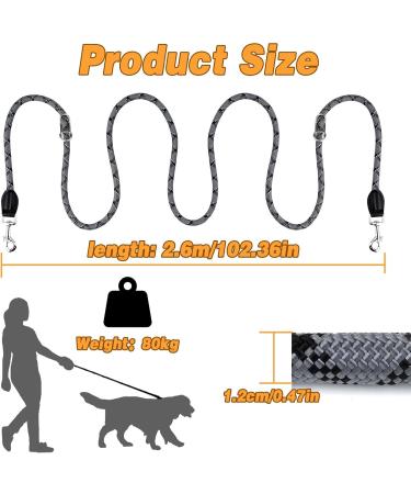Adjustable Double Dog Leash with 2 Carabiners | 2.6m Reflective Multifunctional Leash for Large & Medium Dogs - Buy Online on GoSupps.com