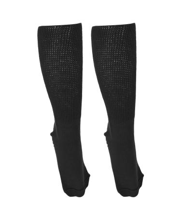 1Pair Extra Wide Diabetic Socks Good Elasticity Anti Skid Bottom Soft Cotton for Swollen Feet Black