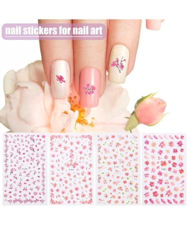 KALLORY Chinoiserie Decor 8 Sheets Nail Stickers Water Transfer Floral Nail Decals 3D Flower Nail Art Sheets for Girls Nail Embellishments - Buy Online on GoSupps.com
